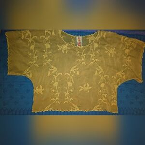 Johnny Was Chartreuse Green Embroidered Blouse